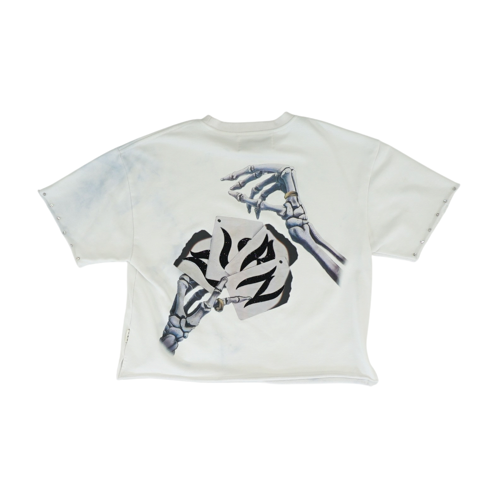 White Solid Short Sleeve Sweatshirt Pullover