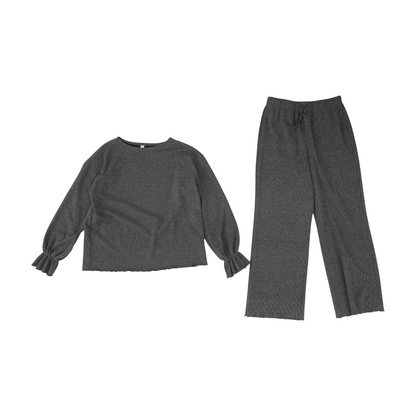 Gray Solid Pant Set