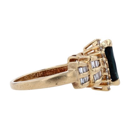 14K Yellow Gold Blue Stone Fashion Ring
