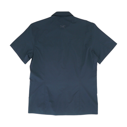 Navy Solid Short Sleeve Button Down