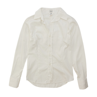 White Striped Long Sleeve Button Down