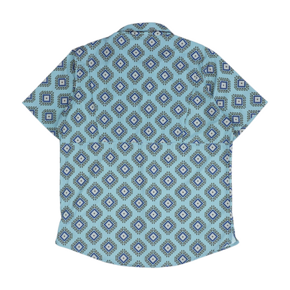 Green Print Short Sleeve Button Down
