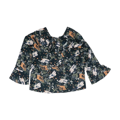 Navy Floral Blouse