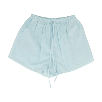 Blue Solid Knit Shorts