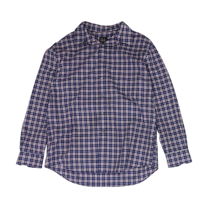 Navy Plaid Long Sleeve Button Down