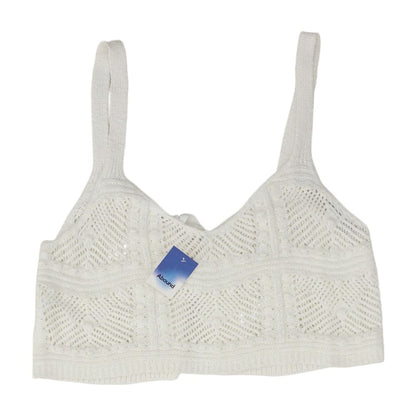 White Eyelet Cropped Knit Top