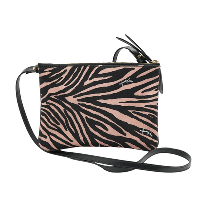 Candice Crossbody Pink Zebra Nylon Crossbody Bag