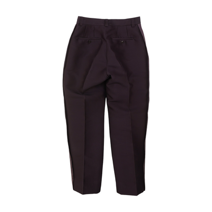 Purple Wool and Silk Blend Side Stripe Pants