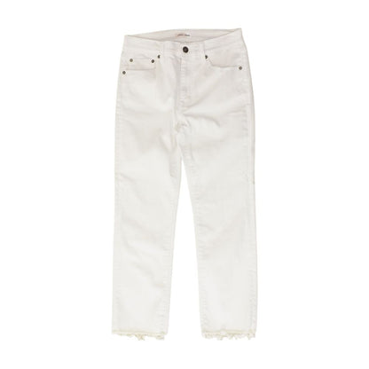 White Solid Capri Regular Jeans
