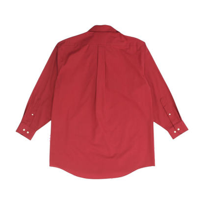 Red Solid Long Sleeve Button Down