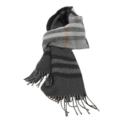 Grey & Charcoal Giant Check Cashmere Lateral Split Scarf