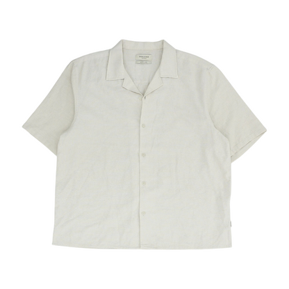 Tan Solid Short Sleeve Button Down