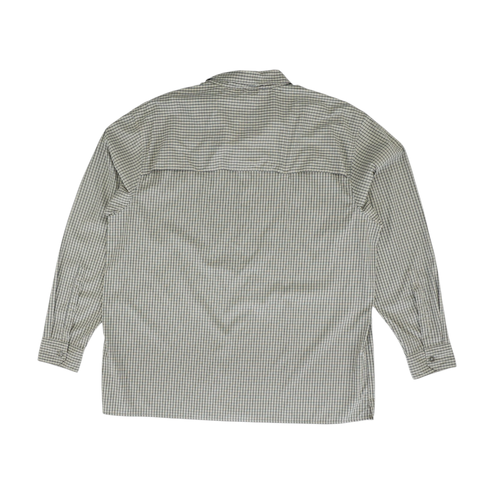 Beige Plaid Outdoor Button Down