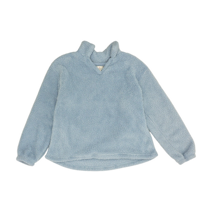 Blue Solid Fleece Pullover