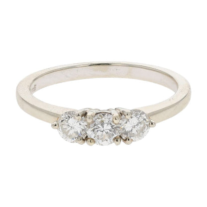 5/8 Ct 14K White Gold 3 Stone Round Diamond Engagement Ring