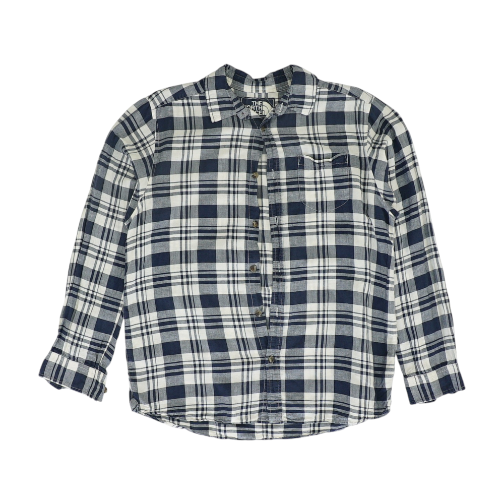 Navy Plaid Long Sleeve Button Down