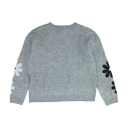 Gray Floral Pullover Sweater