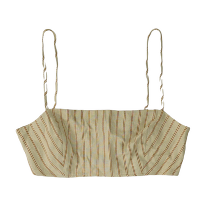 Beige Striped Cropped Blouse