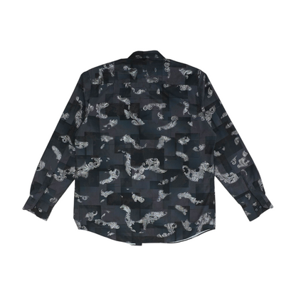 Gray Graphic Long Sleeve Button Down