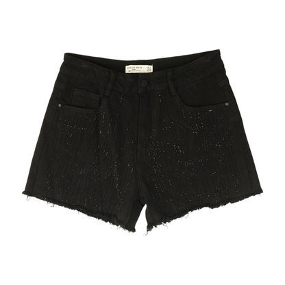 Black Solid 5-Pocket Shorts
