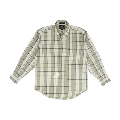 Beige Plaid Flannel Button Down