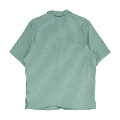 Green Striped Short Sleeve Button Down