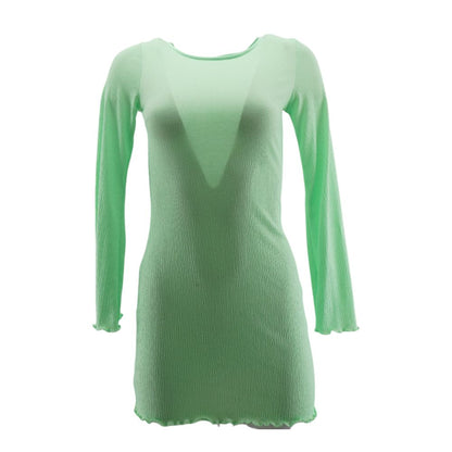 Neon Green Solid Mini Dress