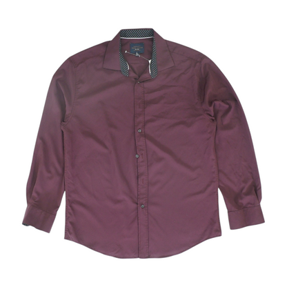 Burgundy Solid Long Sleeve Button Down