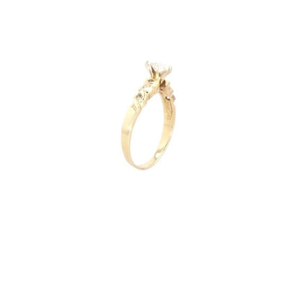 1/3 Ct 14K Gold Marquise Diamond Solitaire With Bezel Set Diamond Accents Band