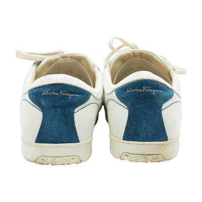 Low Top Sneaker with Signature Blue Suede and White Leather