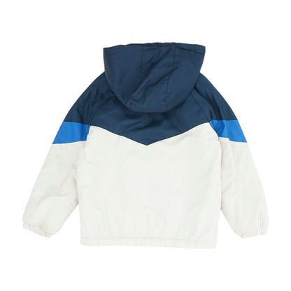 Beige Color Block Puffer Jacket