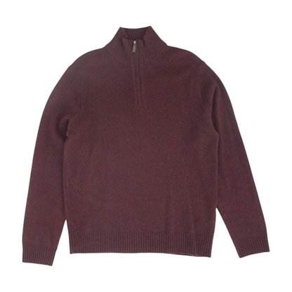 Maroon Solid 1/4 Zip Sweater
