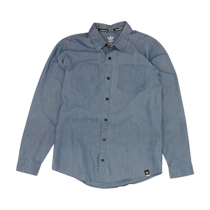 Blue Polka Dot Long Sleeve Button Down