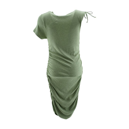 Green Solid Midi Dress