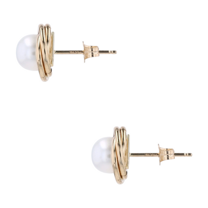14K Yellow Gold Cultured Pearl Stud Earrings