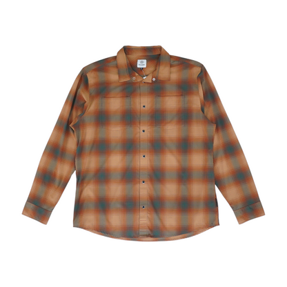Orange Plaid Long Sleeve Button Down