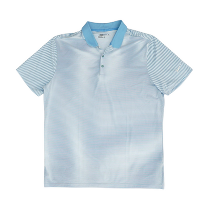Blue Striped Short Sleeve Polo