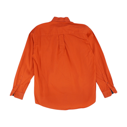 Red Solid Long Sleeve Button Down