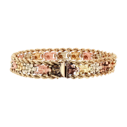 14K Tri-Tone Gold Chain Bracelet