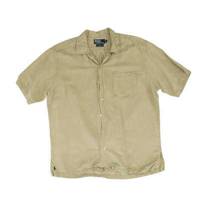Khaki Solid Short Sleeve Button Down