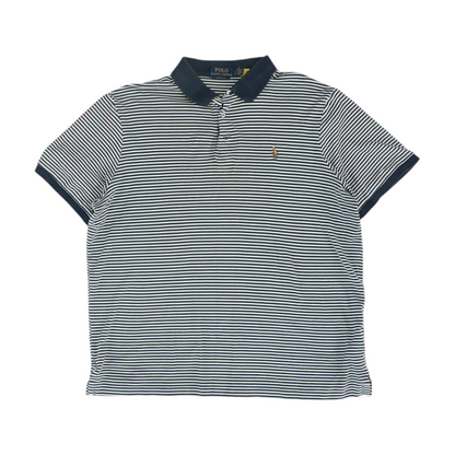 Navy Striped Short Sleeve Polo