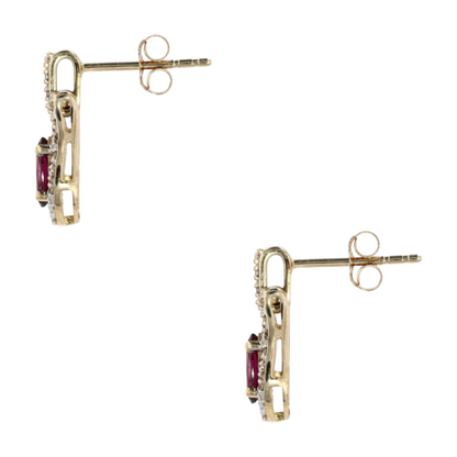 5/8 ctw 10K Yellow Gold Garnet Drop Earrings