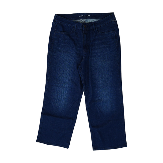 Navy Short Wide Leg Jeans