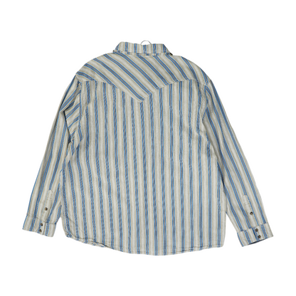 Beige Striped Long Sleeve Button Down