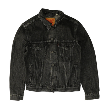 Black Solid Denim Jacket