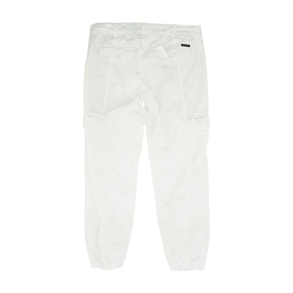 White Solid Cargo Pants