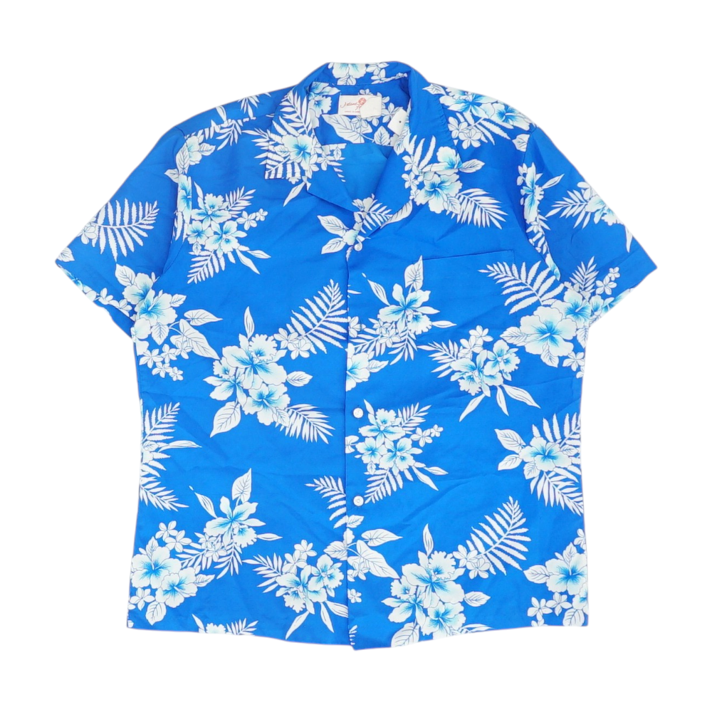 Blue Tropical Short Sleeve Button Down