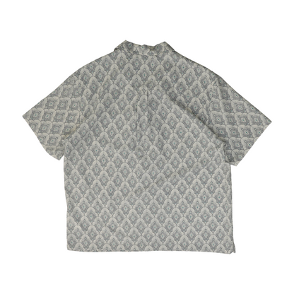 Beige Abstract Short Sleeve Button Down