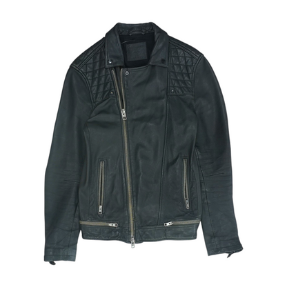 Black Solid Leather Jacket