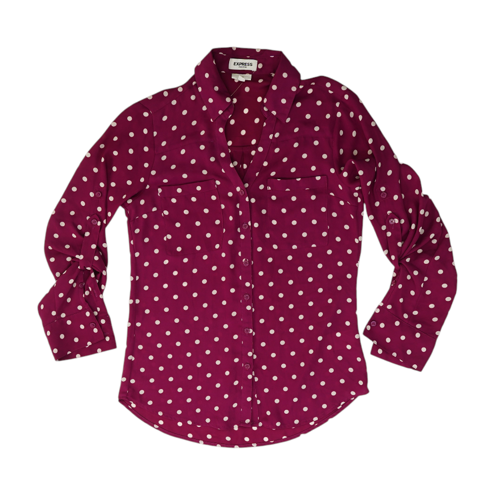 Magenta Polka Dot Button Down